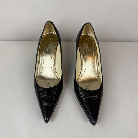 Coach Black Point Toe Pebbled Leather Amy Heels - Picture 3 of 8